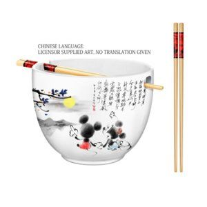 Mickey and Minnie 20oz Ceramic Ramen Bowl with Chopsticks